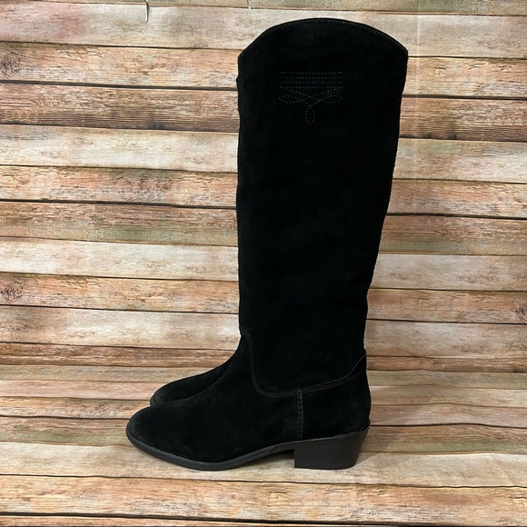 Frye Shoes - Frye & Co Caden Stitch Black Suede Tall Boots